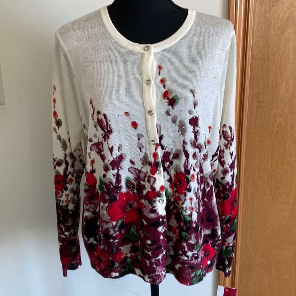 Cathy Daniels Embellished Floral Cardigan